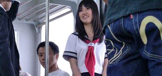 Pretty schoolgirl likes to travel with trains