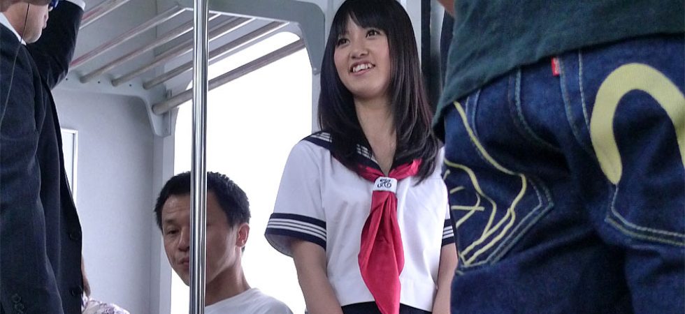Pretty schoolgirl likes to travel with trains